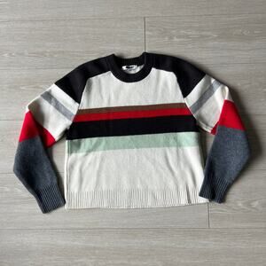 Madewell Raglan Sleeve Sweater in Colorblock Merino Wool Womens XS